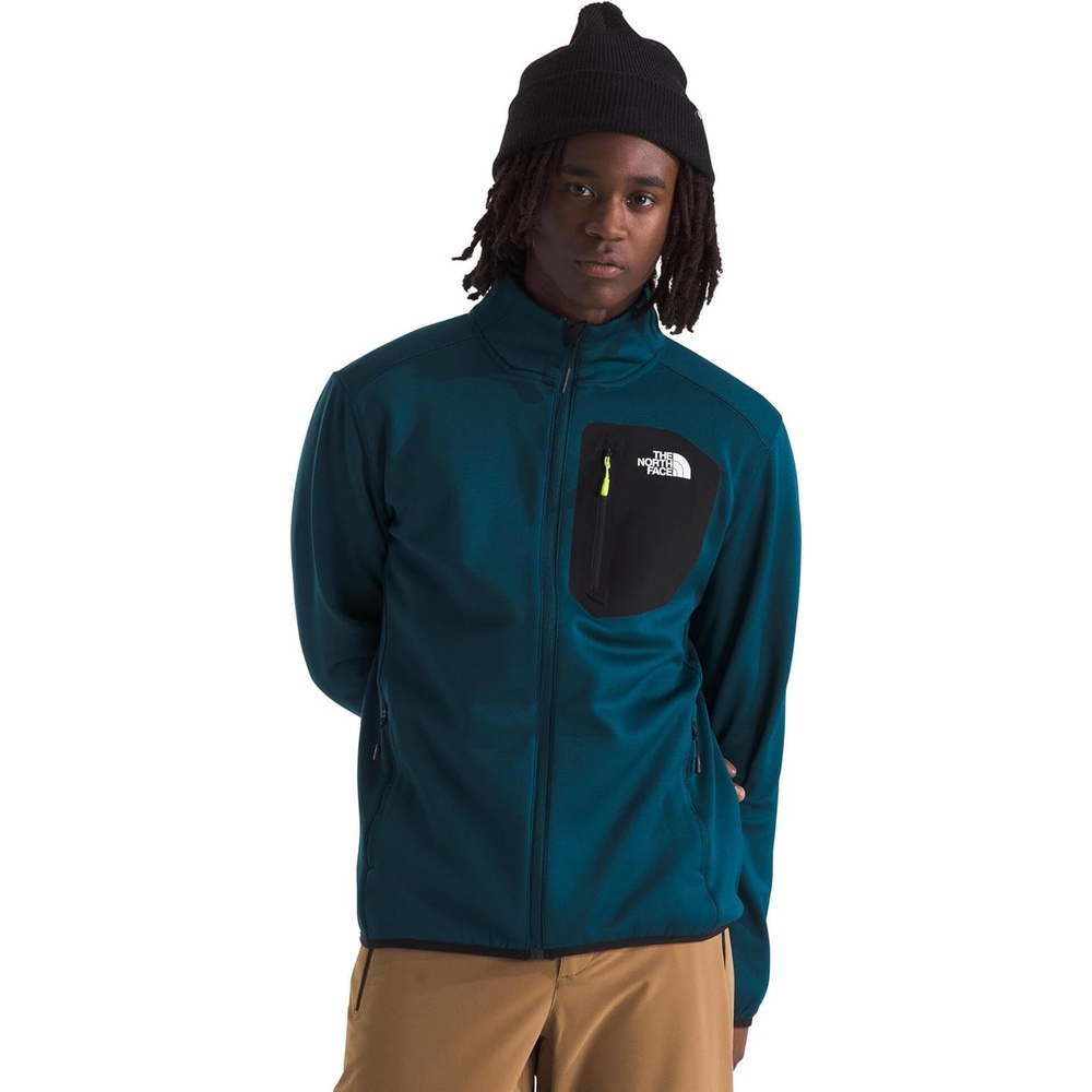 image:imageTHE NORTH FACE Mens Crest Full Zip Jacket Water Repellent Fleece Coat Double Layer Stand Collar amp Zip Hand PocketsMidnight PetrolTnf Black