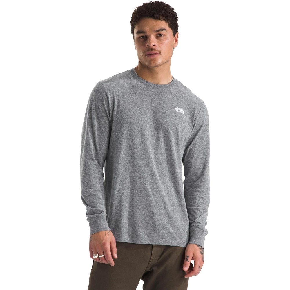 image:imageTHE NORTH FACE Mens Evolution Simple Dome Longsleeve Tee Cotton Shirt With the Classic LogoTnf Mid Grey Heather