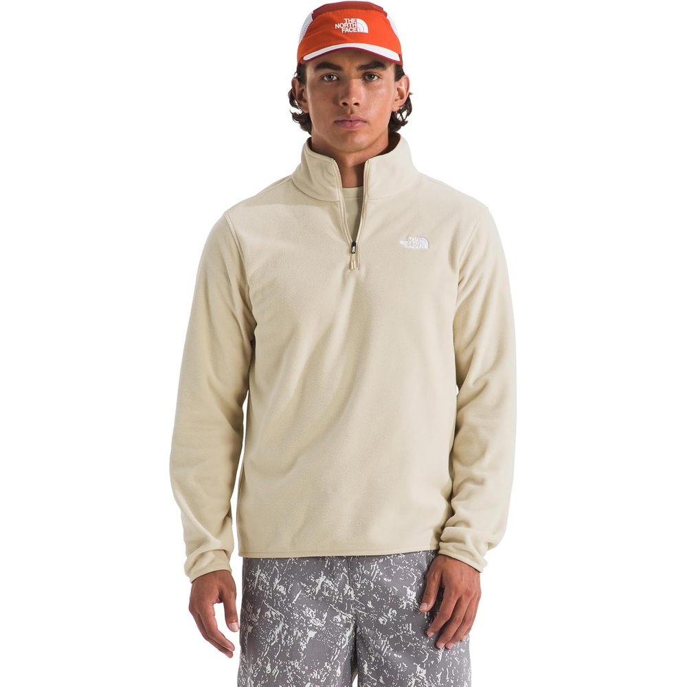image:imageTHE NORTH FACE Mens Glacier Fleece Quarter Zip Jacket  Pullover With Zip Pockets amp Stretch on Collar Cuffs amp HemDesert Stone