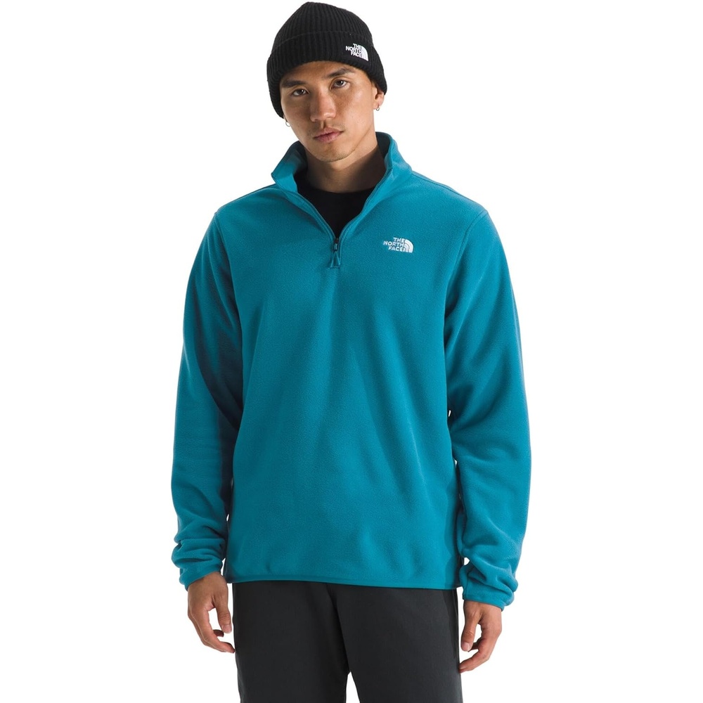 image:imageTHE NORTH FACE Mens Glacier Fleece Quarter Zip Jacket  Pullover With Zip Pockets amp Stretch on Collar Cuffs amp HemDusk Blue