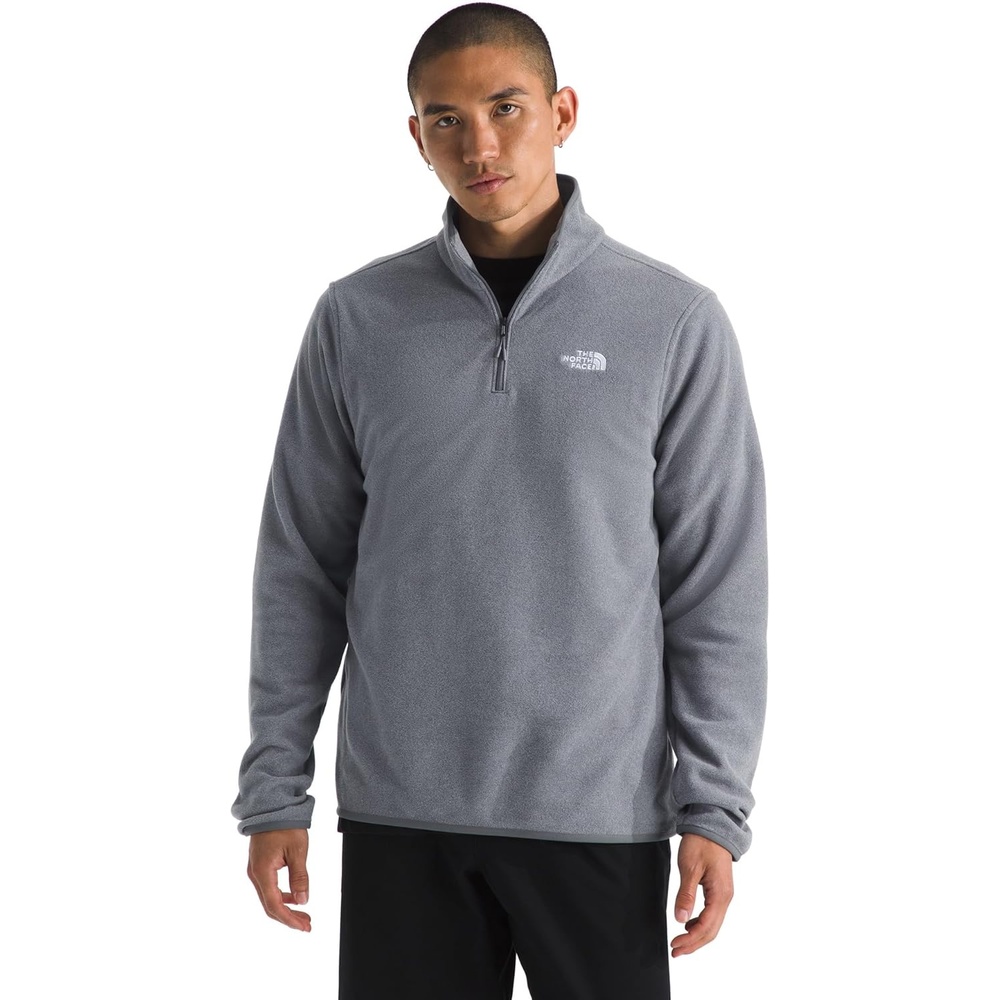image:imageTHE NORTH FACE Mens Glacier Fleece Quarter Zip Jacket  Pullover With Zip Pockets amp Stretch on Collar Cuffs amp HemTnf Mid Grey Heather