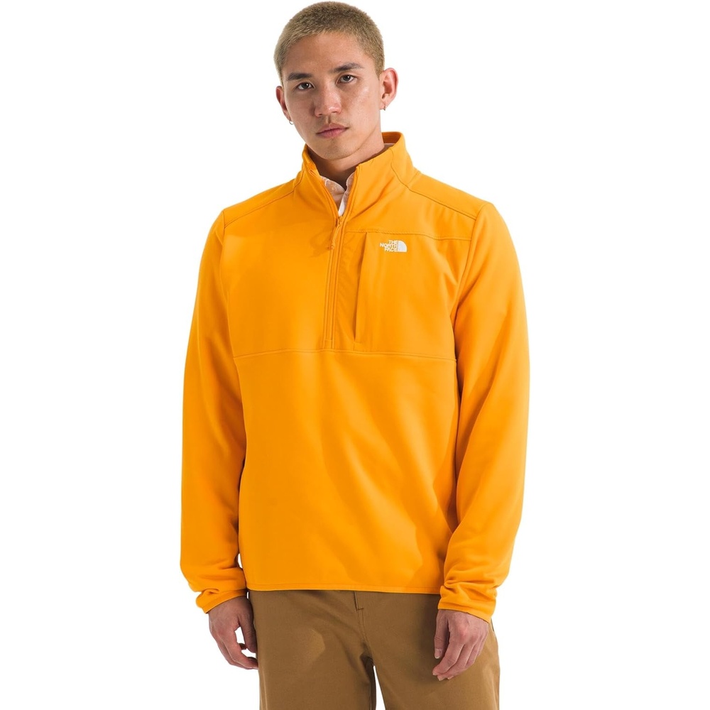 image:imageTHE NORTH FACE Mens TNF Performance Fleece 14 Zip Jacket Lightweight Pullover With Secure Zip Chest PocketSummit Gold