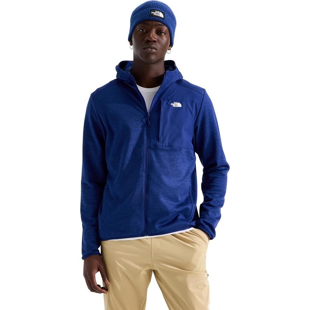 image:imageTHE NORTH FACE Mens TNF Performance Fleece Full Zip Hoodie Lightweight Hooded Top Elastic Binding amp Zip PocketsBold Blue Dark Heather