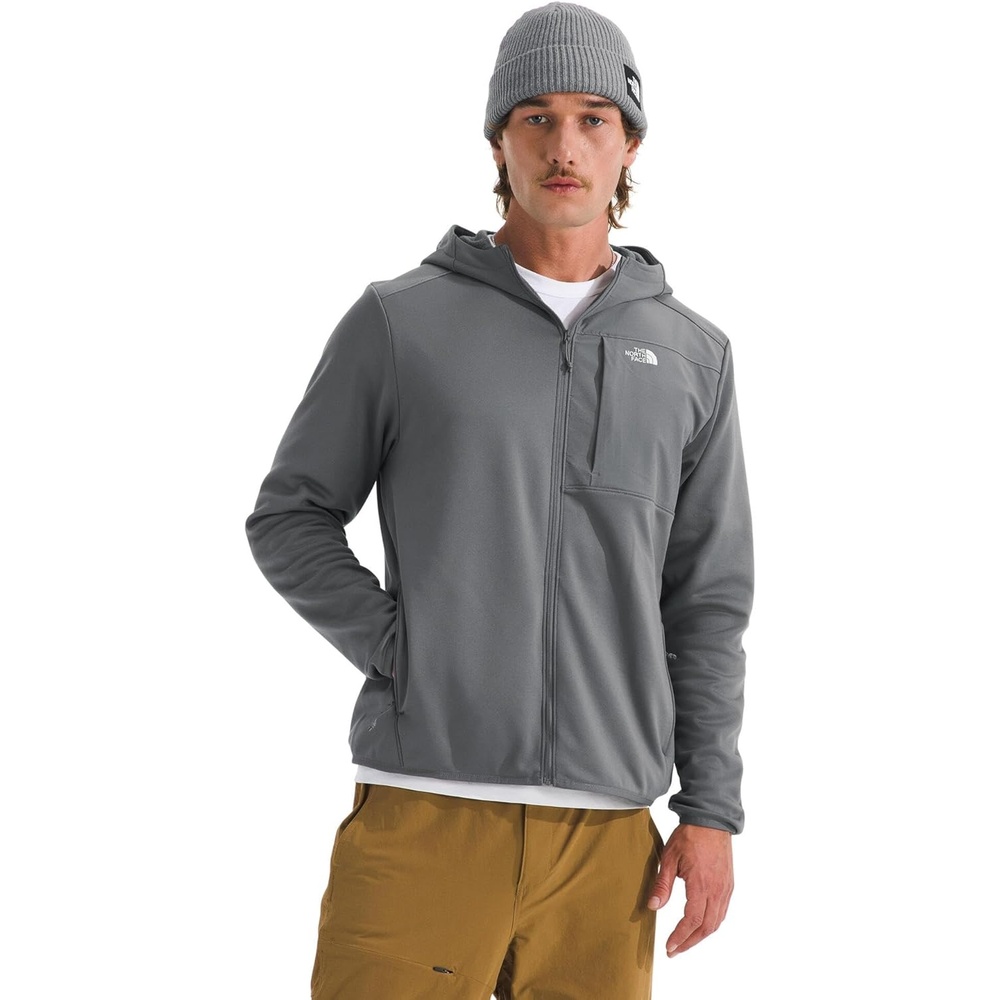 image:imageTHE NORTH FACE Mens TNF Performance Fleece Full Zip Hoodie  Lightweight Hooded Top Elastic Binding amp Zip PocketsSmoked Pearl