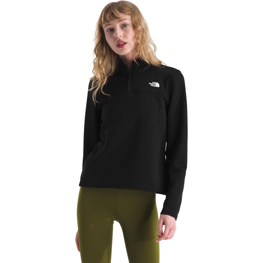 image:imageTHE NORTH FACE Womens Cedar Trail Grid Fleece Quarter Zip Jacket Cold Weather Top With Durable Reinforced BindingsTnf Black