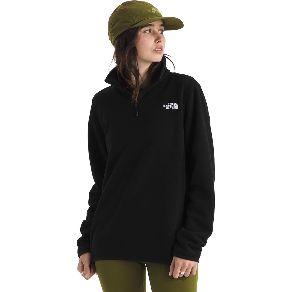 image:imageTHE NORTH FACE Womens Glacier Fleece Quarter Zip Jacket  Pullover With Zip Pockets amp Stretch on Collar Cuffs amp HemTnf Black