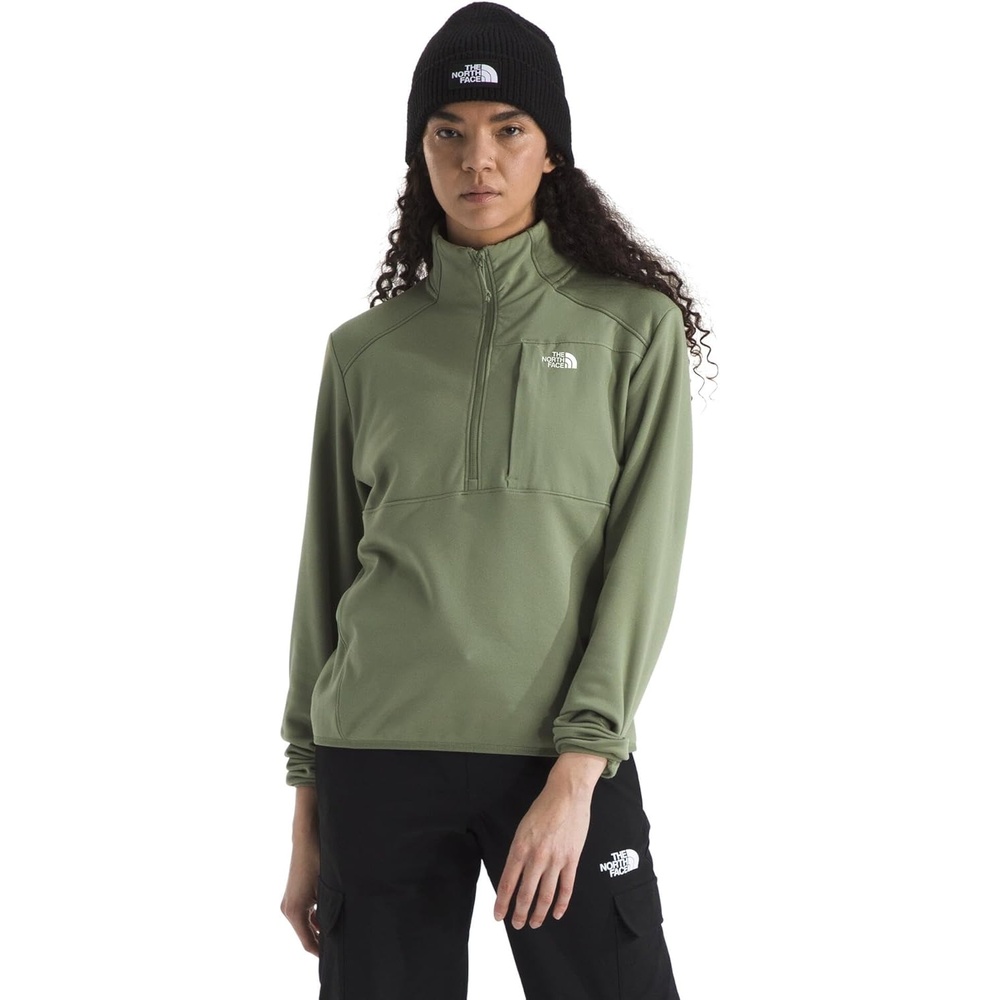 image:imageTHE NORTH FACE Womens TNF Performance Fleece 14 Zip Jacket Lightweight Pullover With Secure Zip Chest PocketBark Mist