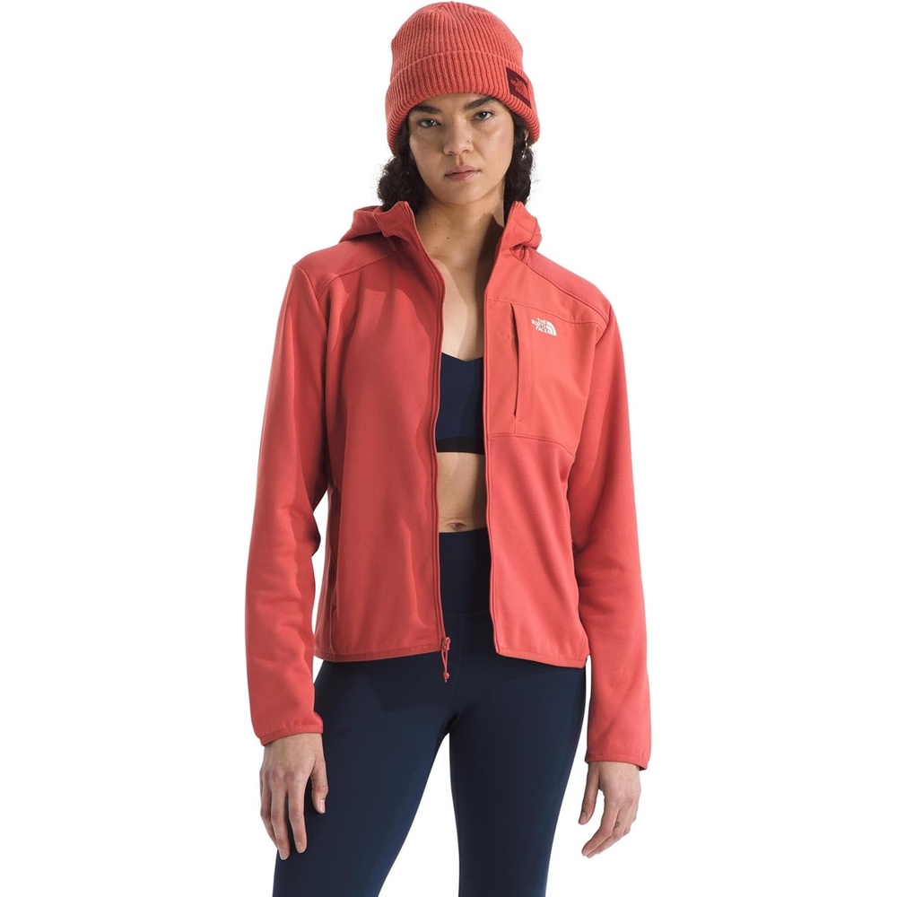 image:imageTHE NORTH FACE Womens TNF Performance Fleece Full Zip Hoodie  Lightweight Hooded Top Elastic Binding amp Zip PocketsMars Dust