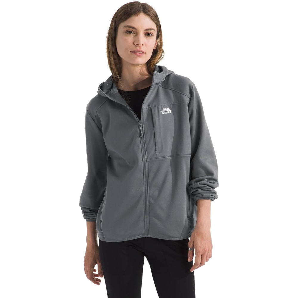 image:imageTHE NORTH FACE Womens TNF Performance Fleece Full Zip Hoodie Lightweight Hooded Top Elastic Binding amp Zip PocketsSmoked Pearl