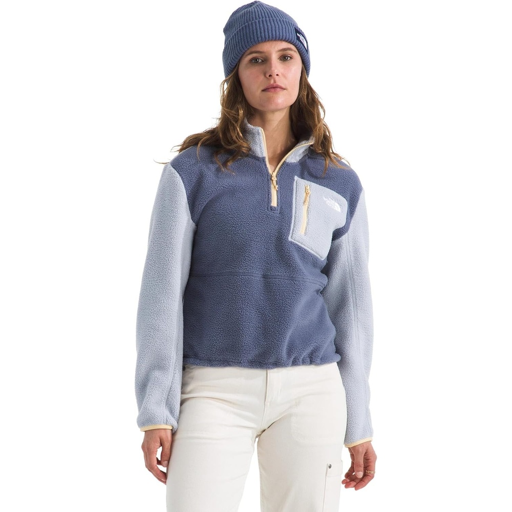 image:imageTHE NORTH FACE Womens Yumiori Quarter Zip Jacket Lightweight Fleece Coat With Embroidered Logo Secure Zip Chest PocketTwilight GalaxyBlue FlaxMineral Salt