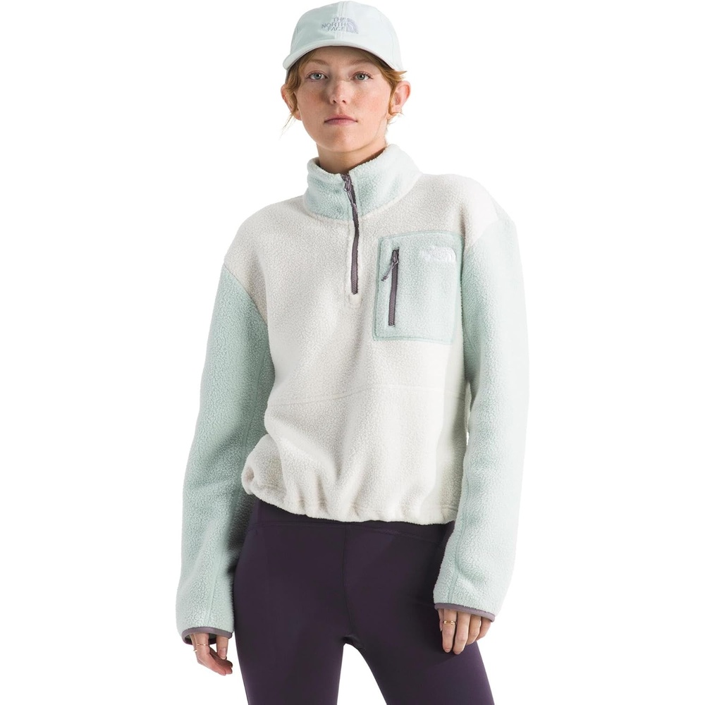 image:imageTHE NORTH FACE Womens Yumiori Quarter Zip Jacket Lightweight Fleece Coat With Embroidered Logo Secure Zip Chest PocketWhite DuneOpal FrostTranscendent Grey