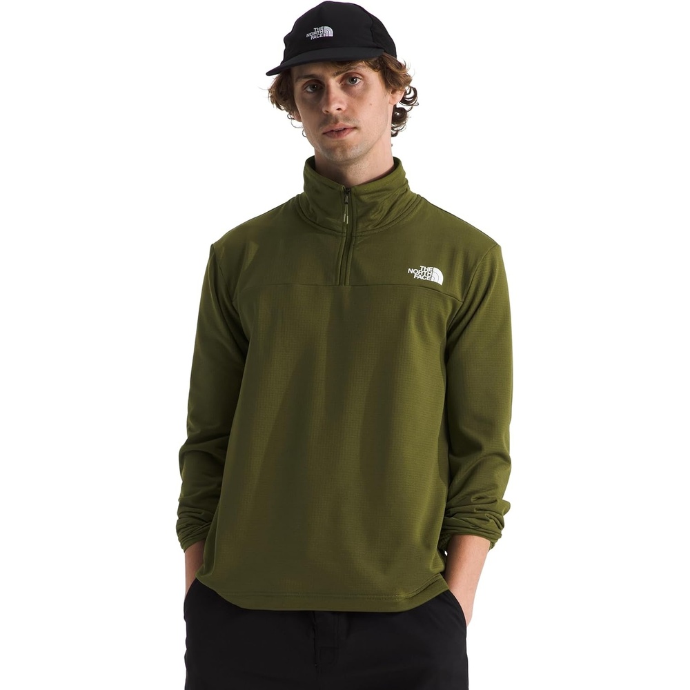 image:imageTHE NORTH FACE mens Cedar Trail Grid Fleece Quarter Zip Jacket  Cold Weather Top With Durable Reinforced BindingsForest Olive