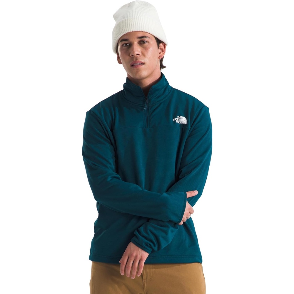 image:imageTHE NORTH FACE mens Cedar Trail Grid Fleece Quarter Zip Jacket Cold Weather Top With Durable Reinforced BindingsMidnight Petrol