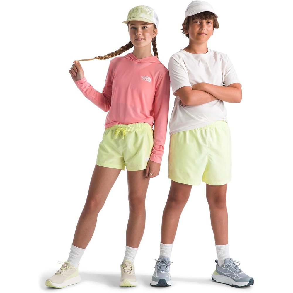 image:imageThe North Face Kids Class V 3 Short Moisture Wicking Elastic Waistband Adjustable Drawcord ColorChanging DesignLemon Mist Logo Weather Topo Phantom Print
