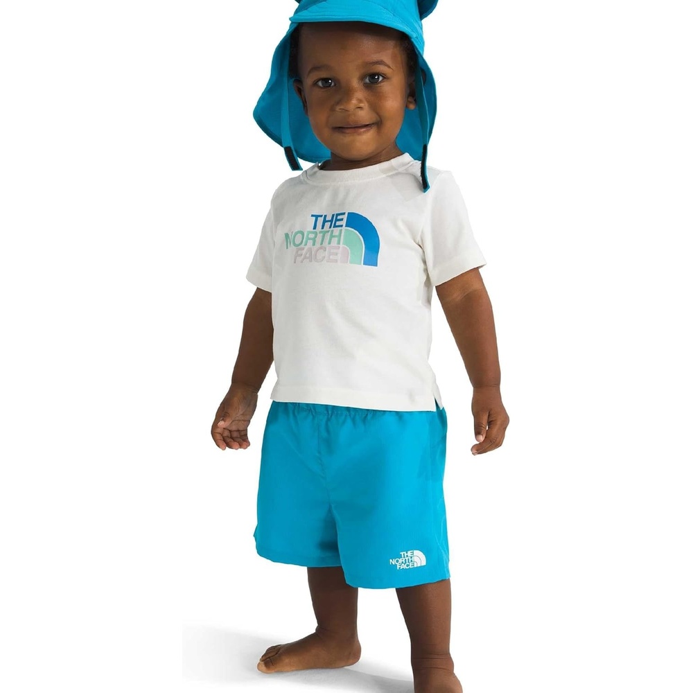 image:imageThe North Face Kids Class V Short Moisture Wicking ColorChanging Design Elastic WaistbandMeridian Blue Logo Weather Topo Phantom Print