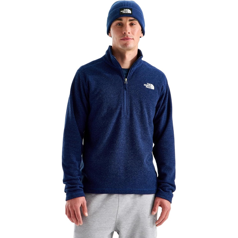 image:imageThe North Face Mens Textured Cap Rock Quarter Zip Pullover  14 Zip Fleece Jacket with a Classic Fit amp Embroidered LogoBold Blue Heather
