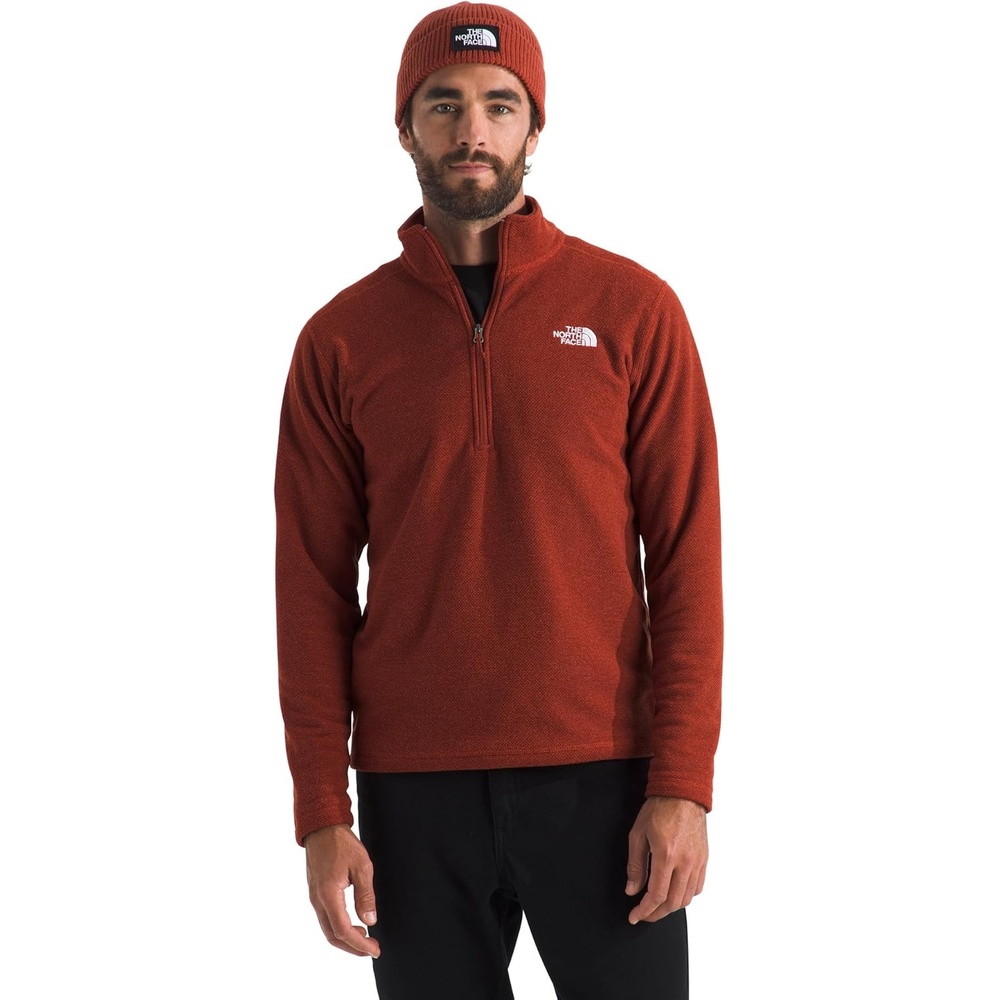 image:imageThe North Face Mens Textured Cap Rock Quarter Zip Pullover 14 Zip Fleece Jacket with a Classic Fit amp Embroidered LogoIron Clay Heather