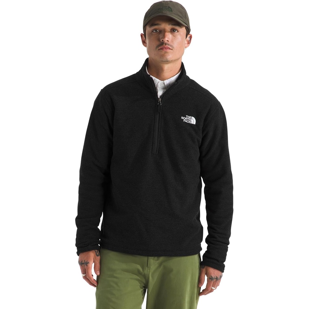 image:imageThe North Face Mens Textured Cap Rock Quarter Zip Pullover 14 Zip Fleece Jacket with a Classic Fit amp Embroidered LogoTnf Black Heather