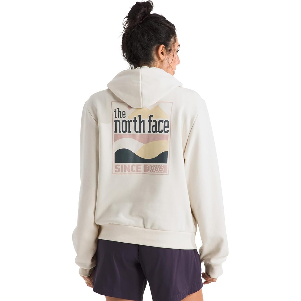 image:imageThe North Face Womens Exploring Since 66 Hoodie  Casual Pullover Sweatshirt Bold Graphics Kangaroo PocketWhite Dune