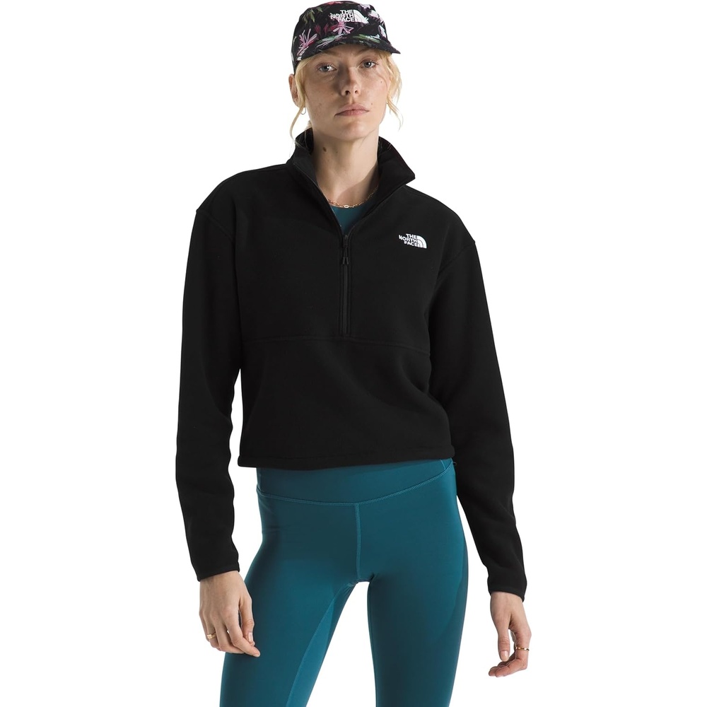 image:imageThe North Face Womens Glacier Fleece Half Zip Short Jacket  12 Zip Pullover Jacket Zip Pockets Stretch FabricTnf Black