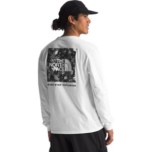THE NORTH FACE Men’s Core Box Long Sleeve NSE Tee | T-shirt With Ribbed Collar & Cuffs for Durability(Tnf White/Art)