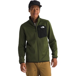 THE NORTH FACE Men’s Crest Full Zip Jacket | Water Repellent Fleece Coat, Double Layer Stand Collar & Zip Hand Pockets(Woodland Green/Tnf Black)