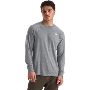 THE NORTH FACE Men’s Evolution Simple Dome Long-sleeve Tee | Cotton Shirt With the Classic Logo(Tnf Mid Grey Heather)