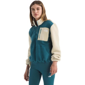 THE NORTH FACE Women’s Yumiori Quarter Zip Jacket | Lightweight Fleece Coat With Embroidered Logo, Secure Zip Chest Pocket(Space/Gravel/Blue Eclipse)