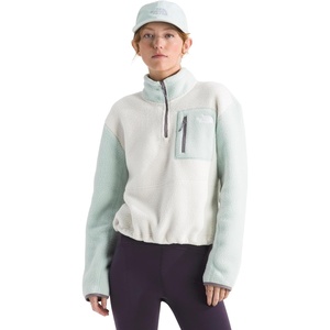 THE NORTH FACE Women’s Yumiori Quarter Zip Jacket | Lightweight Fleece Coat With Embroidered Logo, Secure Zip Chest Pocket(White Dune/Opal Frost/Transcendent Grey)