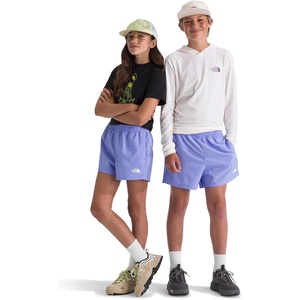 The North Face Kids’ Class V 3″ Short – Moisture Wicking, Elastic Waistband, Adjustable Drawcord, Color-Changing Design(Periwinkle Glow Logo Weather Topo Phantom Print)