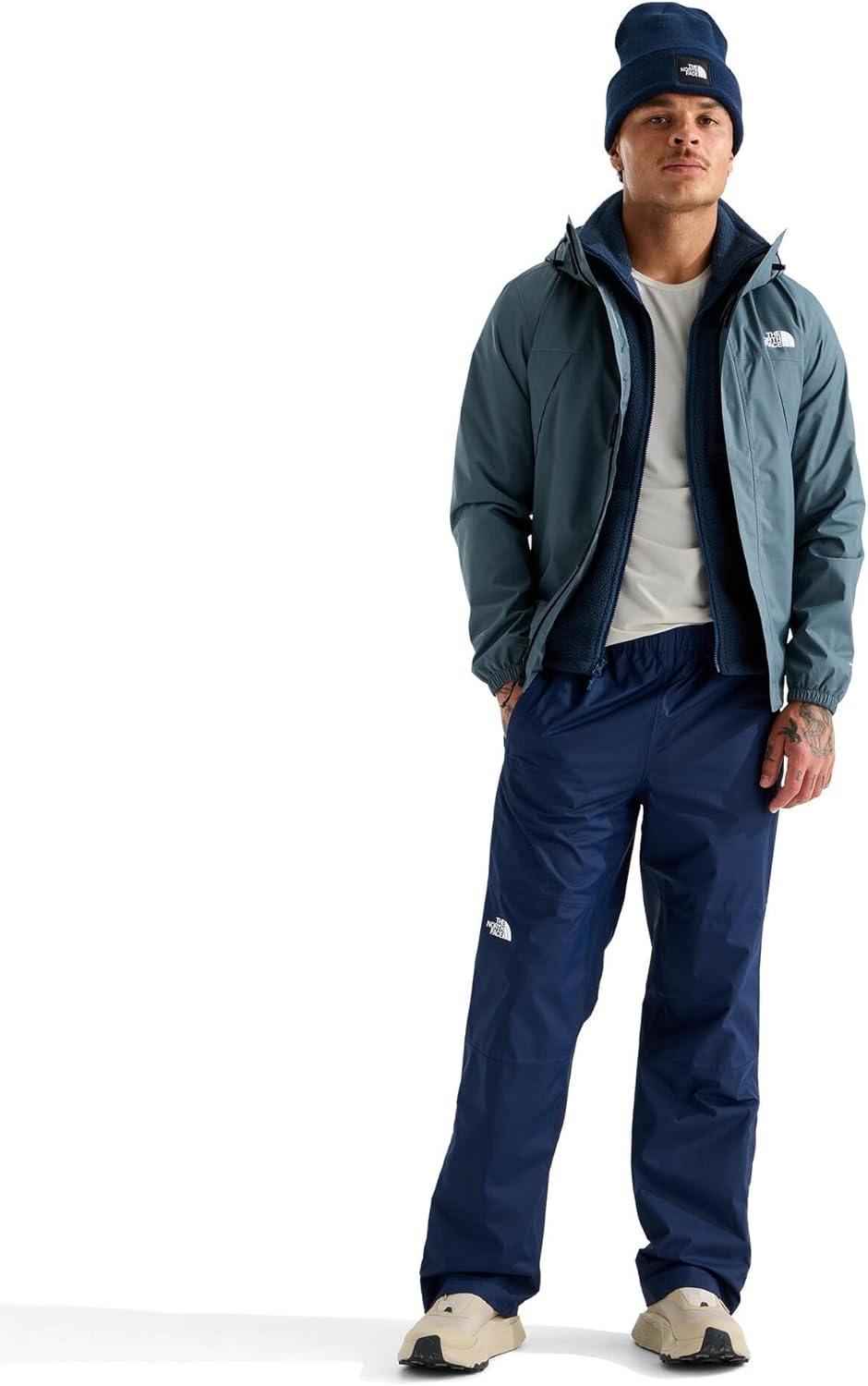 image:imageTHE NORTH FACE Mens Antora Rain Pant Waterproof Breathable Seamsealed Adjustable Internal DrawcordSummit Navy