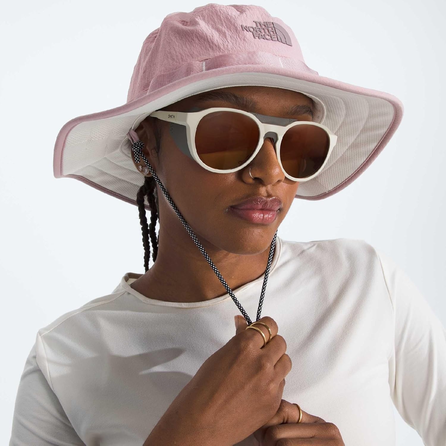 image:imageThe North Face Class V Brimmer Lightweight Summer Bucket Hat for Men amp Women UPF 40 Protection Chin StrapMetal Pink